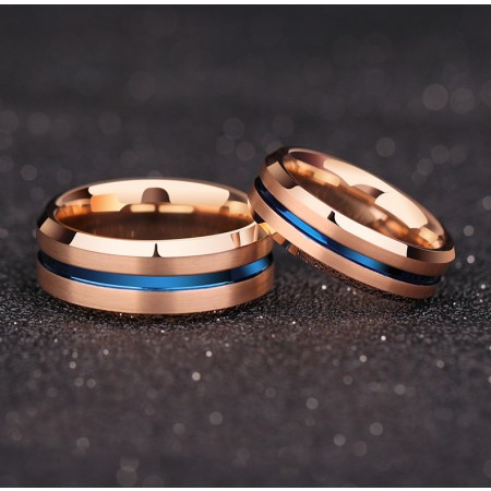 Rose Gold Tungsten Promise Rings  Wedding Band Rings  Couple Rings