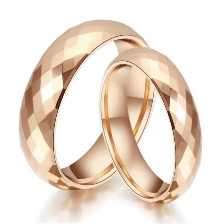 Korean Simple Diamond Tungsten Steel Rose Gold Plated Couple Rings