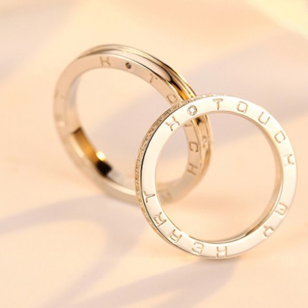 Touch My Heart Gold-Plated Sterling Silver Lovers Couple Rings