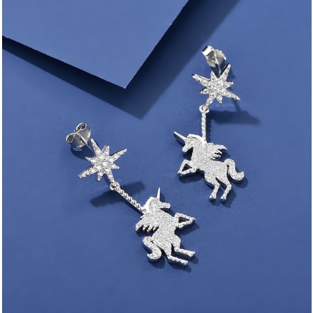 2019 New Unicorn Earrings Sterling Silver One Pair Earrings for Girls Teens Boys Students Women