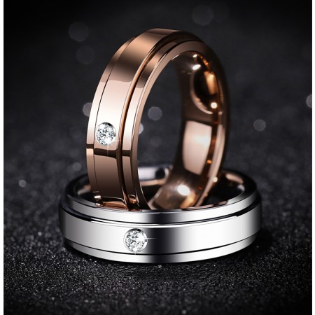 High Quality Rose Gold and Sliver Rotatable Tungsten Mosanite Promise/Wedding Rings For Men