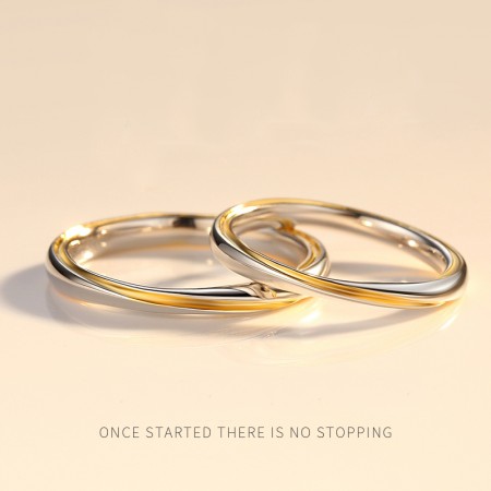 New Fashion 925 Sterling Silver Adjustable Gold Line Mobius Promise Rings For Lovers