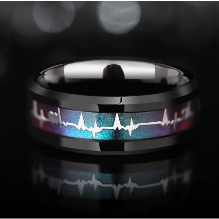 High Quality Heartbeat Temperature Color Change Tungsten Promise/Wedding Rings For Men