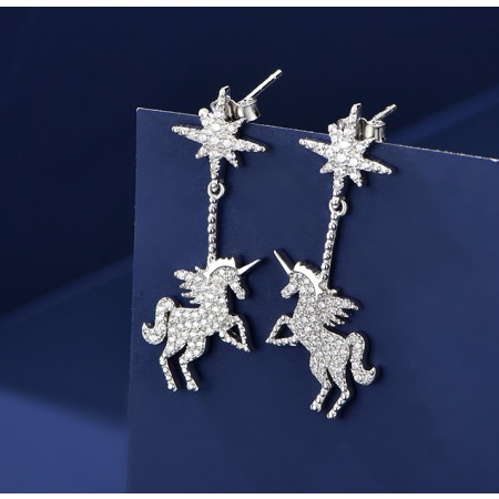 2019 New Unicorn Earrings Sterling Silver One Pair Earrings for Girls Teens Boys Students Women
