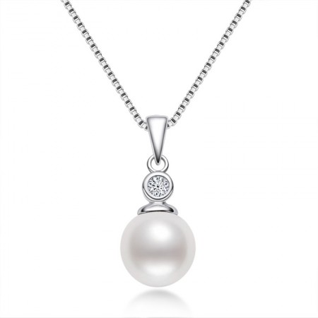 Pearl Necklace 9-10mm Genuine Freshwater Pearl in Sterling Silver Necklace Fine Jewelry for Women