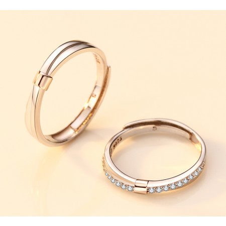 Make A Match Between Hair And Ring 925 Sterling Silver Original Design Lovers Couple Opening Rings