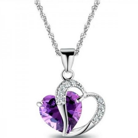 Never To Be Parted Love Heart Women's Sterling Silver Necklace