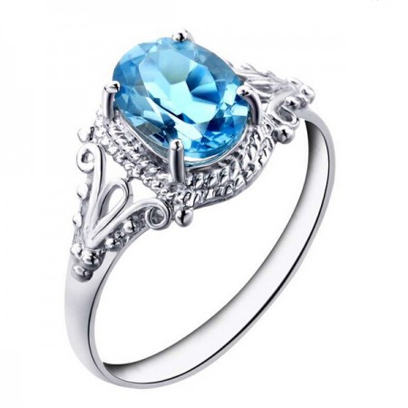 Smart Retro Natural Topaz 925 Silver Engagement Ring