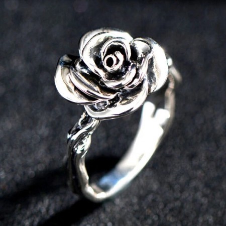 Retro 925 Sterling Silver Rose-shaped Ring For Women