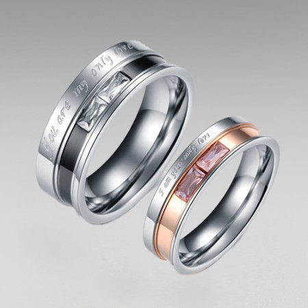Romantic 'Only Love' Letter Titanium Steel Couple Rings