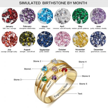 Lam Hub Fong Rings for Mom with 1-6 Birthstones Palestine | Ubuy