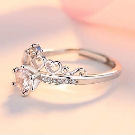 American Diamond Square Shape Pink Stone Adjustable Ring – Steorra Jewels