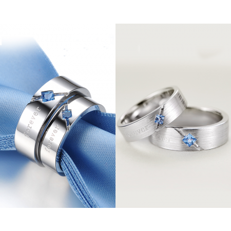 Exquisite Forever Inlaid Cubic Zirconia 925 Silver Couple Rings (Price For a Pair)