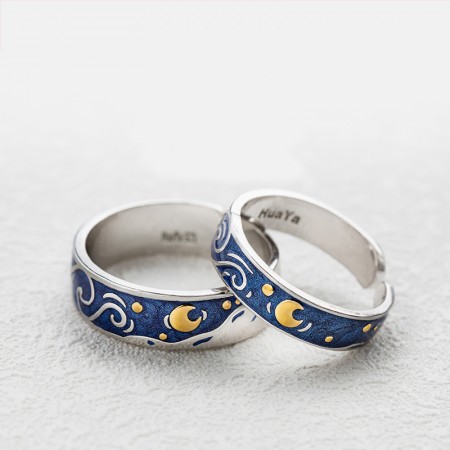 The Starry Night 925 Silver Couple Rings (Price For a Pair)