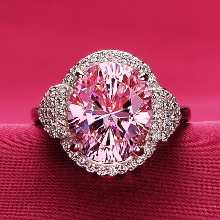 4.0 Carat Pink Simulated Diamond Engagement/Wedding/Promise Ring For Her