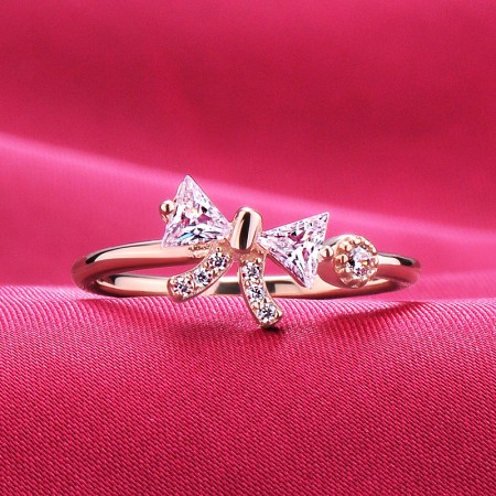 0.2 Carat Simulated Diamond Engagement/Wedding/Promise Rose Gold Open Ring For Her