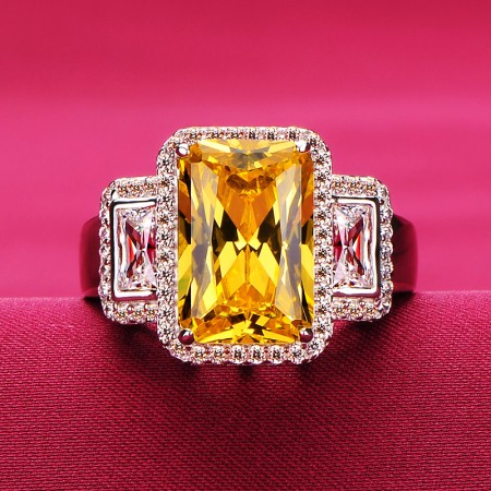 3.0 Carat Yellow White Simulated Diamond Engagement/Wedding/Promise Ring For Her