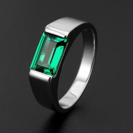 Simple Square Emerald Men's Engagement Ring
