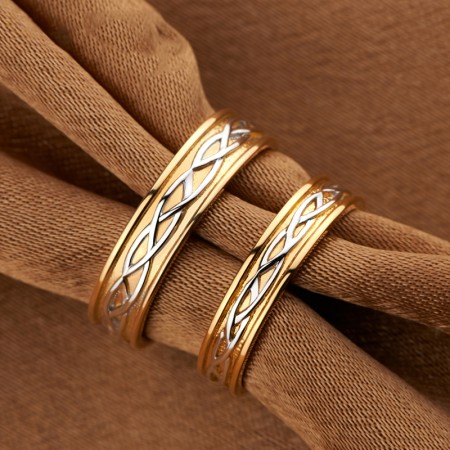 Endless Love 925 Silver Plated 18K Gold Retro Lovers Couple Rings