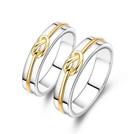 Lover Knot Platinum Plated 925 Sterling Silver Lovers Couple Rings