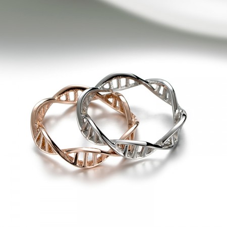 DNA Double Helix Structure Titanium Steel Unisex Rings
