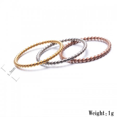 Romantic Twist Braid Shape Titanium Steel Elegant Lady’s Rings