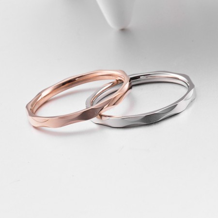 Korean Style Diamond-Shaped Stripe Titanium Steel Man Ring Woman Ring