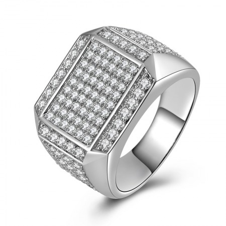 Luxurious 925 Sterling Silver Cubic Zirconia Man’s Engagement/Wedding Ring