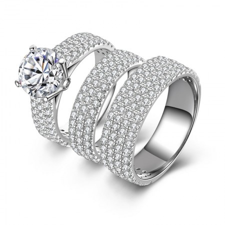 SONA Diamonds Cubic Zirconia Sterling Silver Promise Wedding Couple Rings 