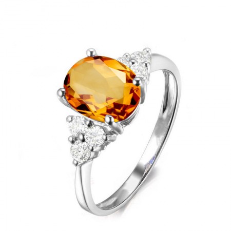 Personalized Oval Citrine Sterling Silver Lady’s Engagement/Wedding Ring
