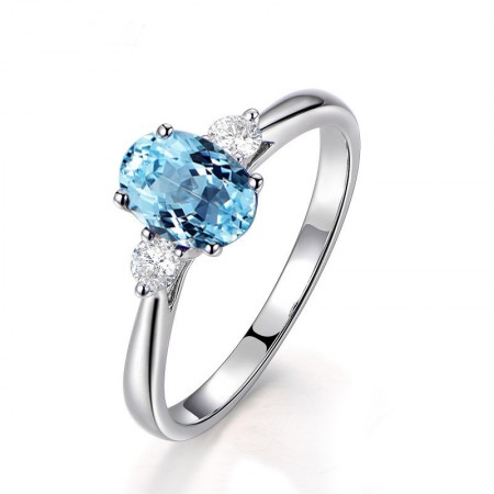 Natural Blue Topaz s925 Sterling Silver Lady’s Promise Ring Wedding Ring