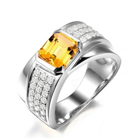 SONA Diamonds Citrine s925 Sterling Silver Lady’s Engagement/Wedding Ring