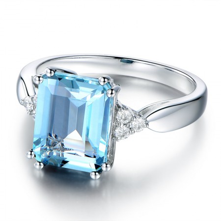 Blue Topaz s925 Sterling Silver Promise Ring Wedding Ring For Her
