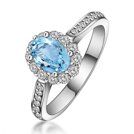 Natural Oval Topaz s925 Sterling Silver Lady’s Engagement/Wedding Ring