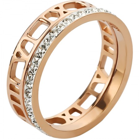 Roman Numerals And Full Diamonds Design 18k Rose Gold Color Lady’s Rings Set