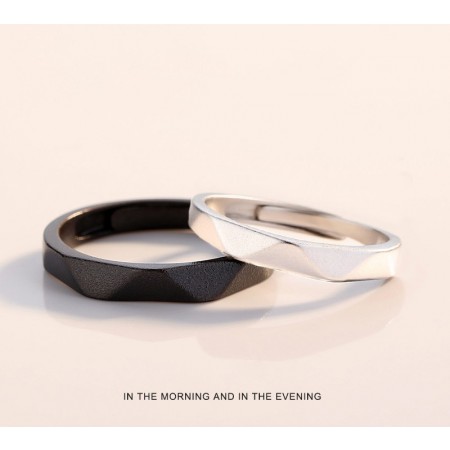 Miss You In The Morning And In The Night s925 Sterling Silver Lovers Adjustable Couple Rings