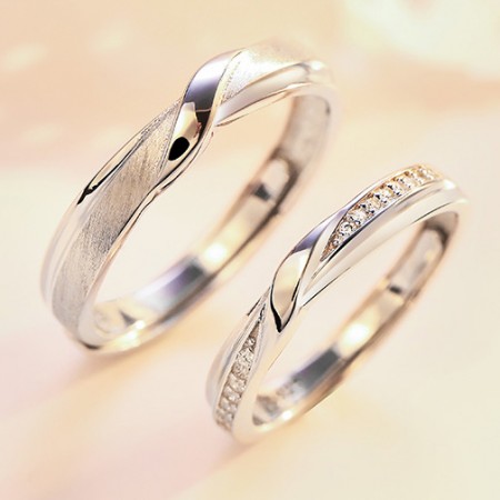 Perfect Match s925 Sterling Silver Lovers Adjustable Couple Rings