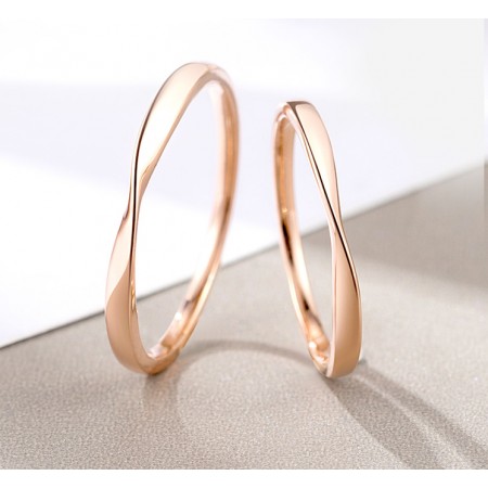 Mobius Strip Rose Gold Color s925 Sterling Silver Lovers Couple Rings