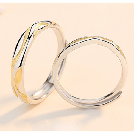Constant And Abiding Love Color Separation s925 Sterling Silver Lovers Adjustable Couple Rings