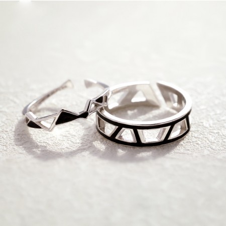 Original Design Perfect Edges And Corners Fit s925 Sterling Silver Lovers Adjustable Couple Rings