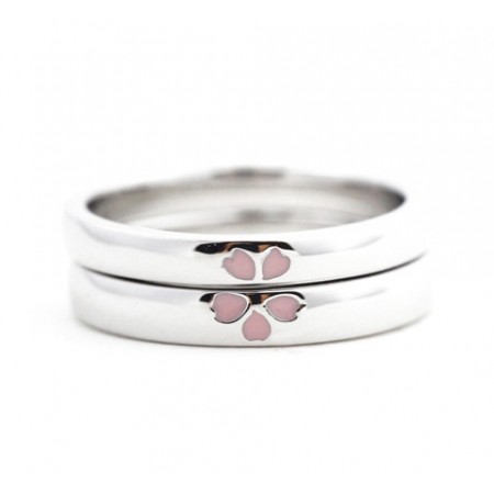 Original Design Cherry Blossoms s925 Sterling Silver Lovers Couple Rings
