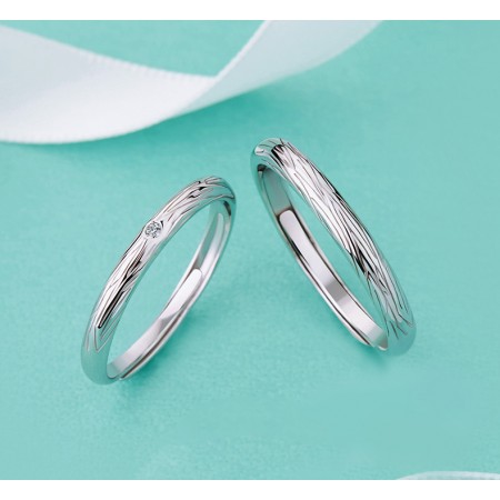 Deep In Love s925 Sterling Silver Lovers Adjustable Couple Rings