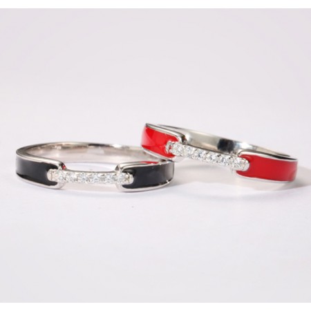Fashionable Red And Black s925 Sterling Silver Ladies’ Rings