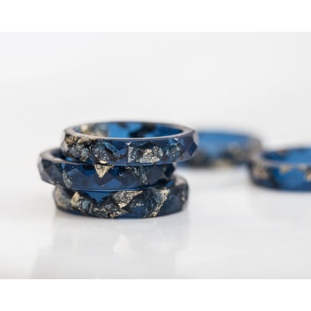 Original Design Midnight Blue White Valentine's Day Lovers Couple Rings