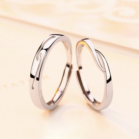 Original Design Hand In Hand s925 Sterling Silver Lovers Adjustable Couple Rings