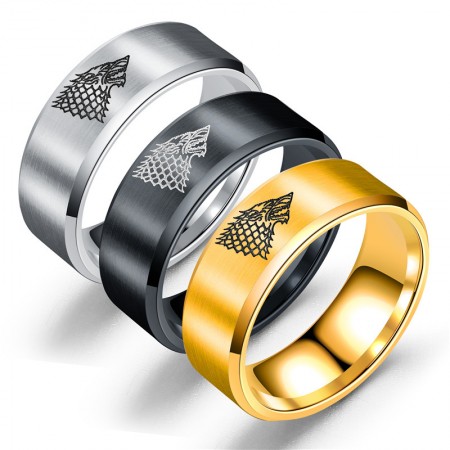 Personalized Ice Wolf Titanium Steel Man’s Ring