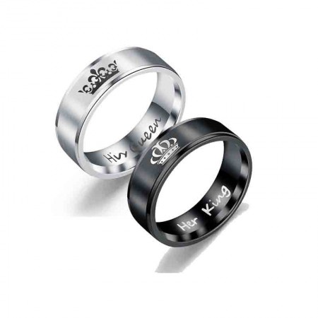 Crown Design Her King His Queen Titanium Steel Lovers Couple Rings