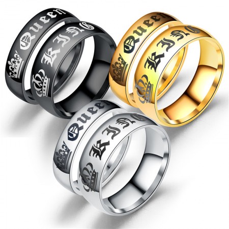 Retro Crown King And Queen Titanium Steel Lovers Couple Rings