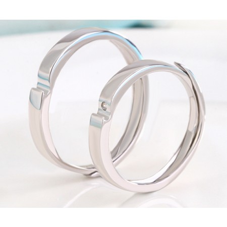 A Heart Loving You s925 Sterling Silver Lovers Adjustable Couple Rings