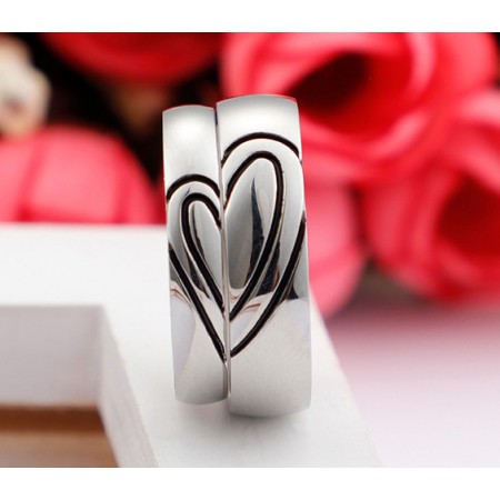 Special Heart-Shaped 316L Titanium Steel Lovers Couple Rings